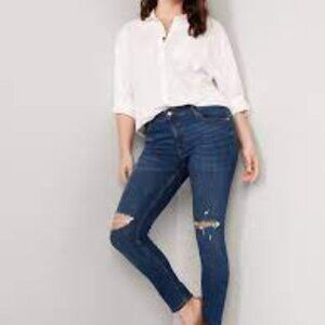 NEW Old Navy Mid-Rise Rockstar Super-Skinny Distressed Jeans Sz 0